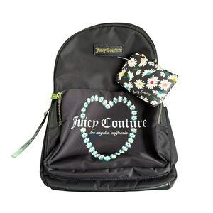 Juicy Couture Black Backpack with Floral Accents
